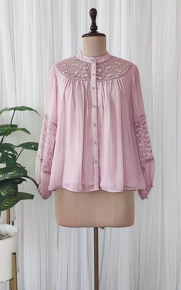 Mauve Lace Detail Georgette Top