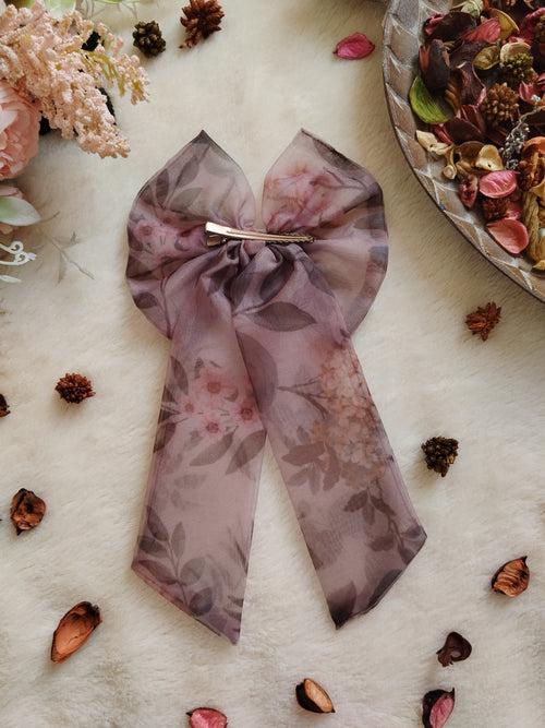 Steel Grey Organza Long Bow