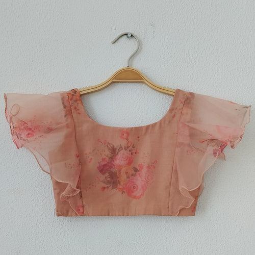 Dusty Pink  Floral Organza Crop-Top Kids Sharara Set