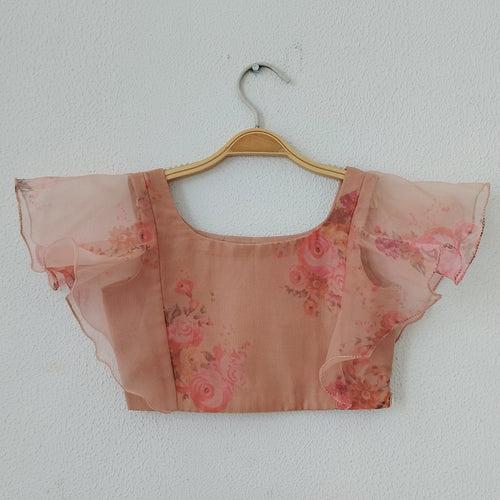 Dusty Pink  Floral Organza Crop-Top Kids Sharara Set