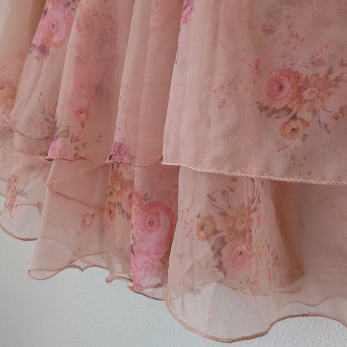 Dusty Pink  Floral Organza Crop-Top Kids Sharara Set