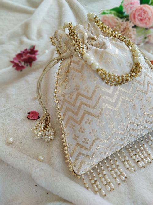 Off-White Brocade Potli Bag