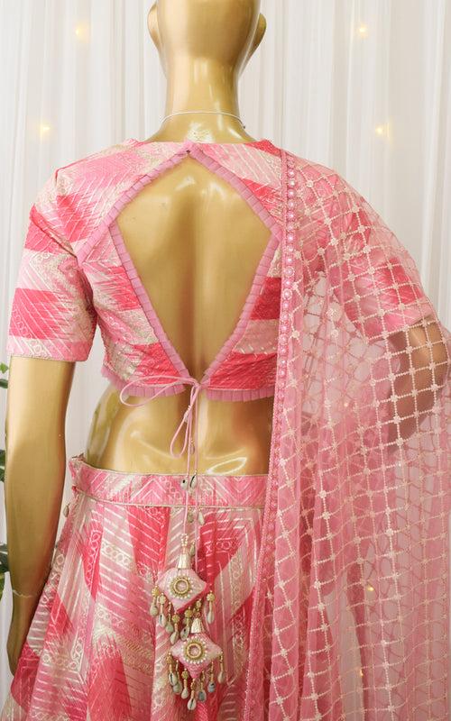 Pink & Cream Gota Work Lehenga