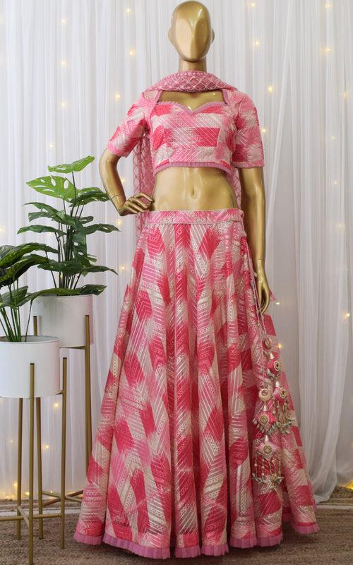 Pink & Cream Gota Work Lehenga