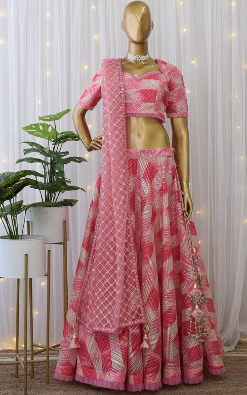 Pink & Cream Gota Work Lehenga