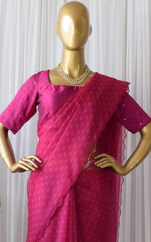 Megha Rani Bandhej Organza Saree With Dupion Blouse