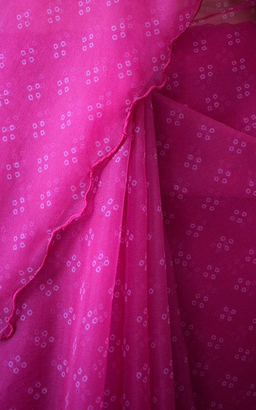 Megha Rani Bandhej Organza Saree With Dupion Blouse