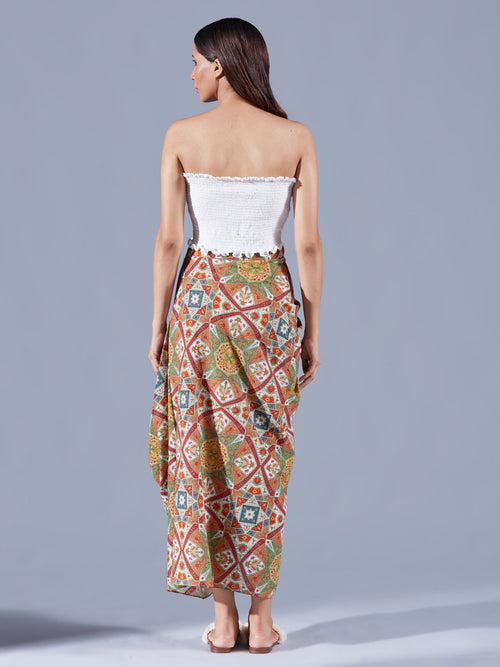Draped Eirene Asymmetric Skirt Set