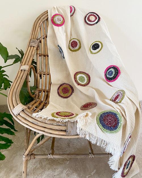 Beige Circle Multi Color Throw