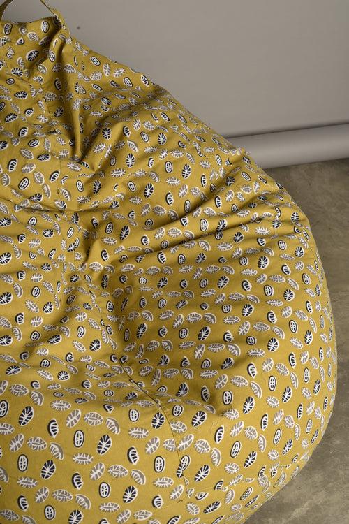 Ochre Lotus Pod print Bean Bag (Cover)