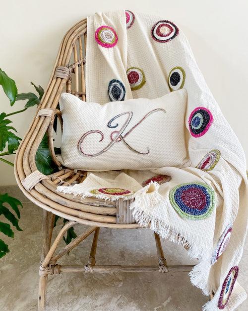 Beige Circle Multi Color Throw