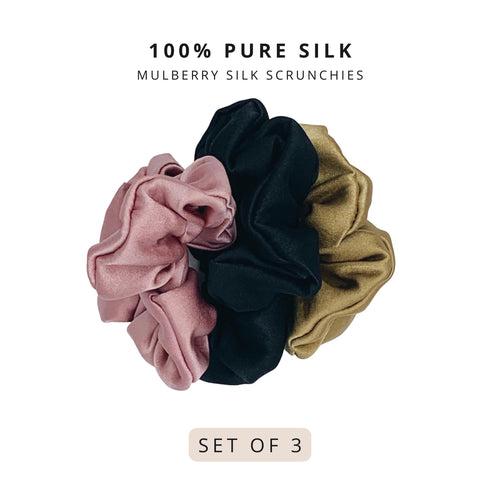 Mulberry Silk Scrunchies - Set of 3