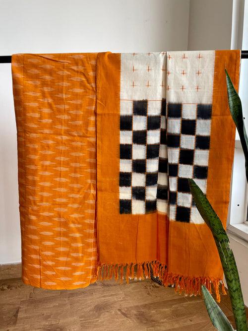 2pc Pochampally Ikat Cotton Suit Material with Double Ikat Dupatta