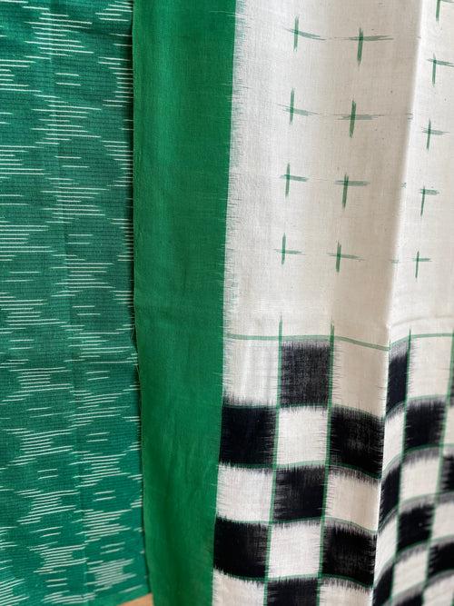 2pc Pochampally Ikat Cotton Suit Material with Double Ikat Dupatta