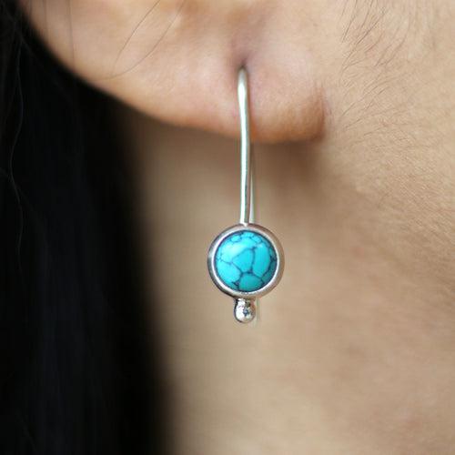 Round Turqoise Stone Earrings