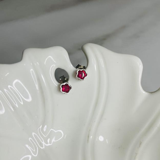 Magenta Flower Studs