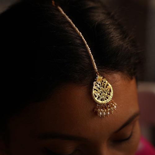 Tara Pearls - 22K Gold Plated Mang Teeka