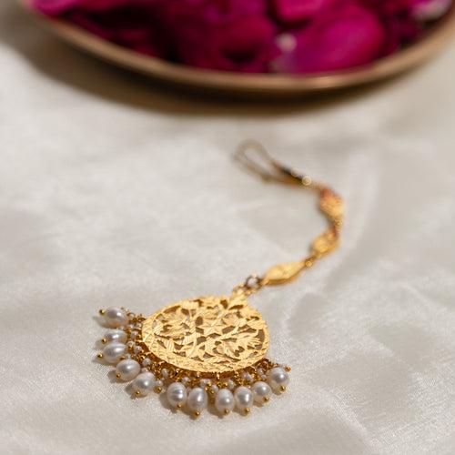 Leela Pearls- 22K Gold Plated Mang Teeka