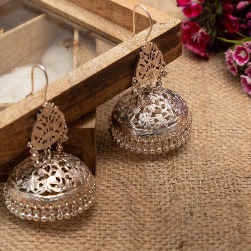 Maya - Shiny Silver Jhumka