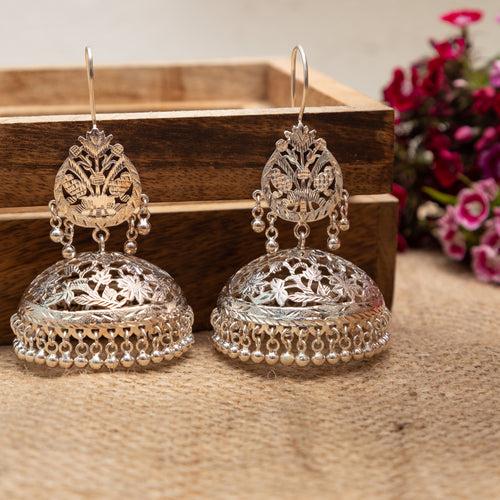 Maya - Shiny Silver Jhumka