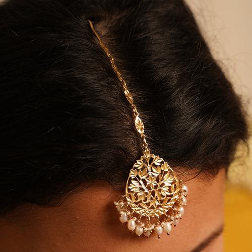 Leela Pearls- 22K Gold Plated Mang Teeka