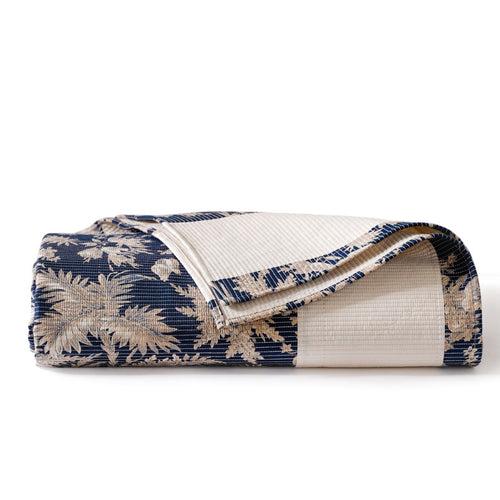 Quilted Cotton Printed King Size Bed Cover Navy 102x93 Inch