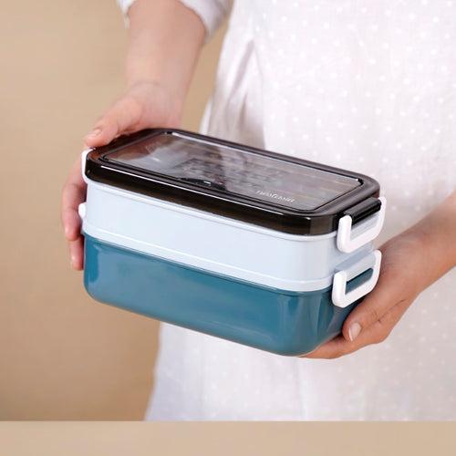 Stackable Insulated Lunch Box With Cutlery Blue 1050ml