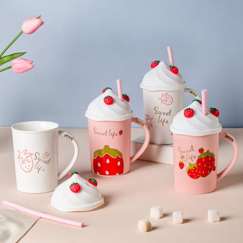 Strawberry Sweet Life Mug With Lid And Straw 380 ml