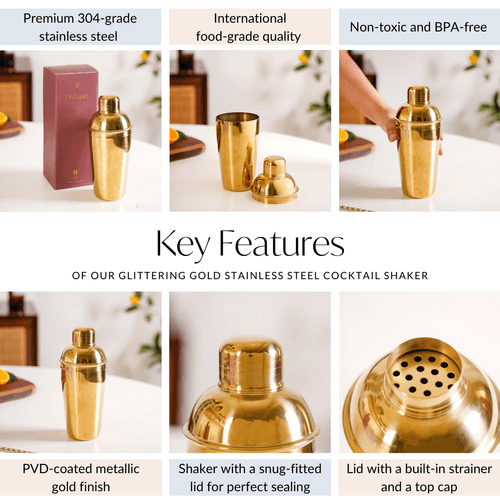 Gold Stainless Steel Cocktail Shaker 650ml