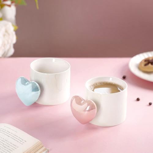 Heart Balloon Coffee Mug Set Of 2 Pink Blue 330ml