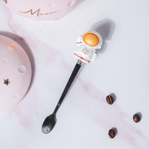 Astronaut Starry Mug With Lid And Spoon Pink 350 ml