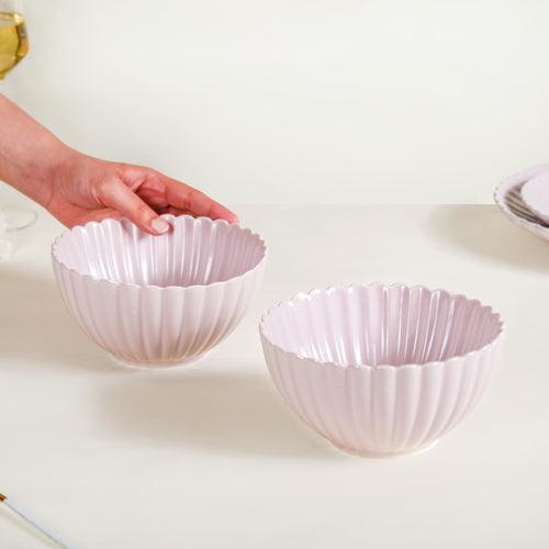 Lilac Scallop Serving Bowls Set Of 2 Small 800ml