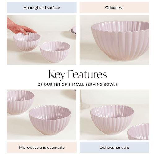 Lilac Scallop Serving Bowls Set Of 2 Small 800ml