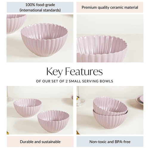 Lilac Scallop Serving Bowls Set Of 2 Small 800ml