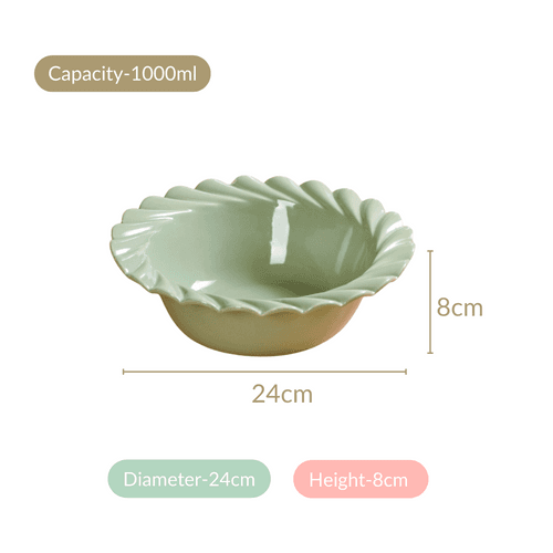 Green Scallop Luxury Serving  Bowls Set Of 2 1000ml