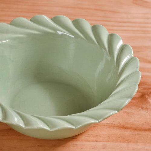 Green Scallop Luxury Serving  Bowls Set Of 2 1000ml