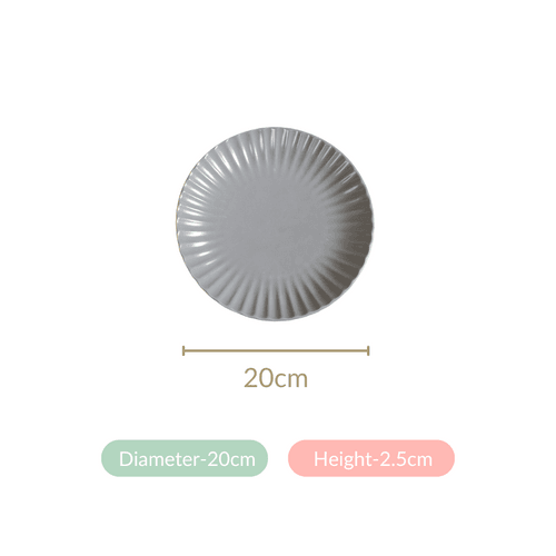 Set Of 4 Solid Grey Scallop Snack Plates 8 Inch