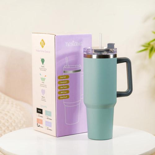 Steel Drink Bottle With Handle For Travel Leakproof Insulated Green 1200ml