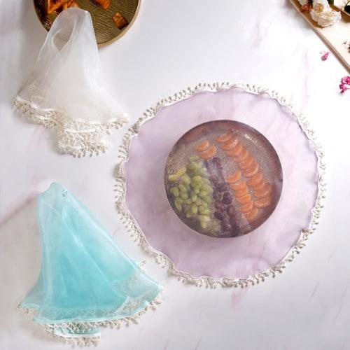 Set Of 3 Pearl Pastel Tray Covers Multicolour