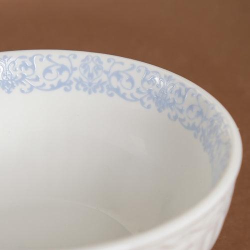 Engraved Rim Ceramic Snack Bowl Blue Set Of 2