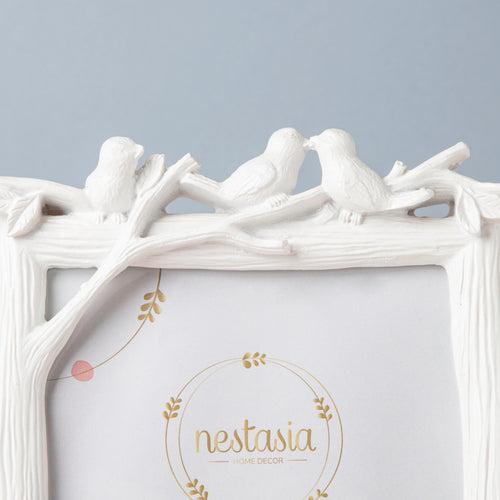 Nestling Birds White Photo Frame