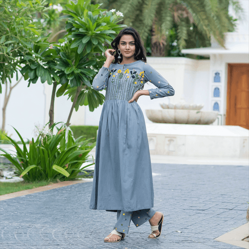 Anchor Embroidery Kurta Set