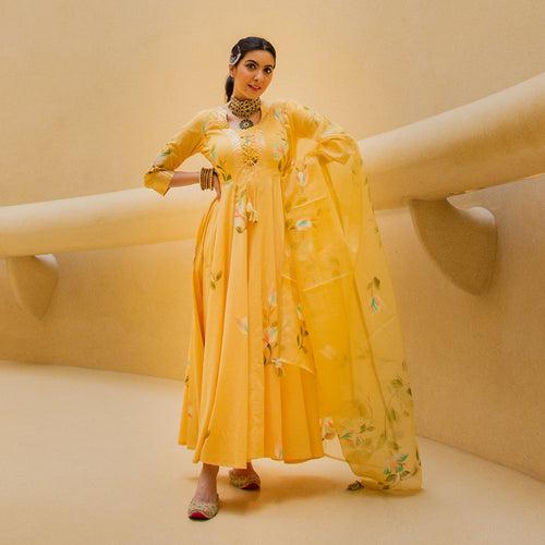 AESTHETIC YELLOW HANDPAINTED ANARKLAI SUIT