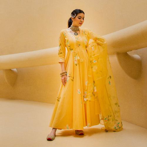 AESTHETIC YELLOW HANDPAINTED ANARKLAI SUIT