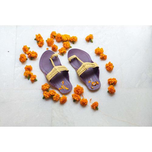 Purple & Yellow Handcrafted Two-Tone Kolhapuris