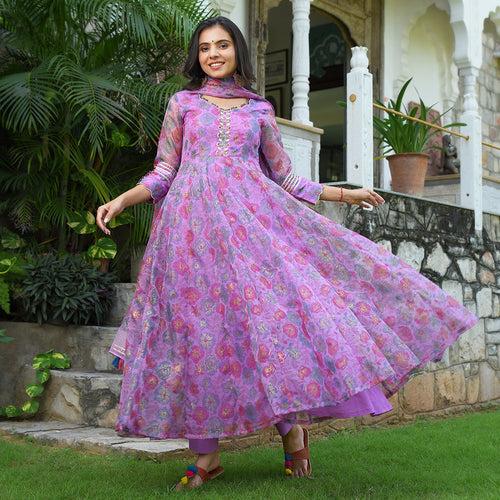 Purpal Galaxy Flora Garden Organza Anarkali