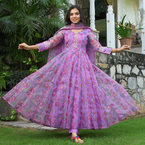 Purpal Galaxy Flora Garden Organza Anarkali