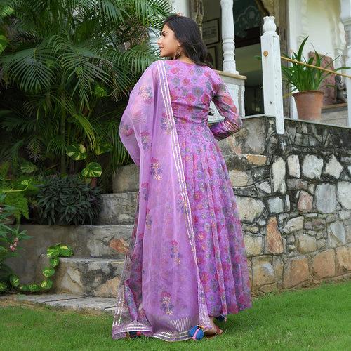 Purpal Galaxy Flora Garden Organza Anarkali