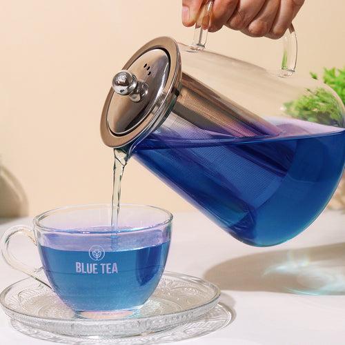 Tall Glass Teapot Kettle with Stainless Steel Infuser & Lid