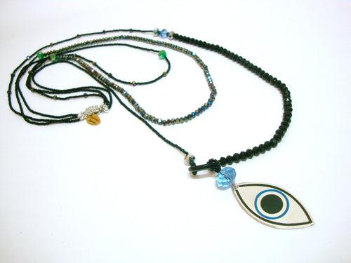 Layered Black Evil Eye Necklace